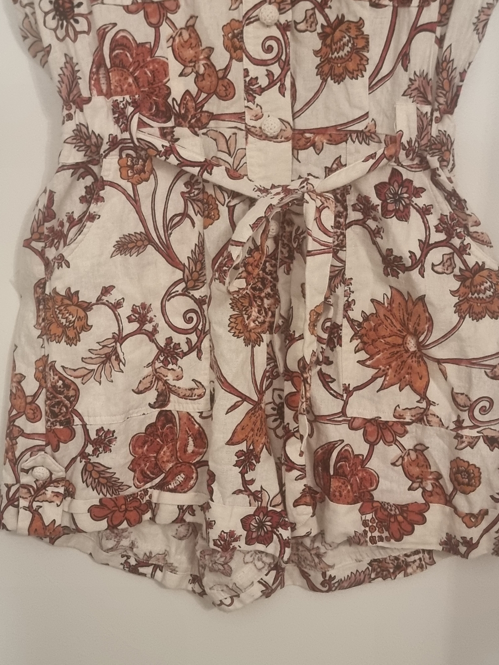Rachel Zoe Cream Romper with Rust Floral Print - Picture 4 of 16